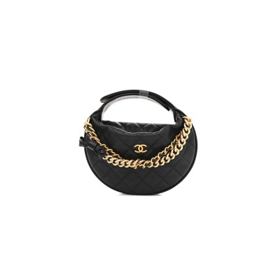 CHANEL MASTER MINI SHINY CAVIAR QUILTED BOW POUCH HOBO BLACK AP3943 (18*11*4cm)